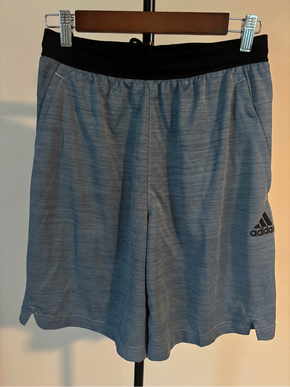 adidas Men's Blue-Gray Athletic Shorts with Black Waistband